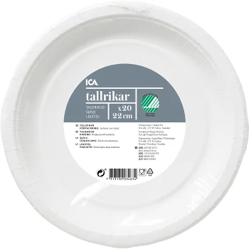 Tallrik vit 22cm 20-p ICA.