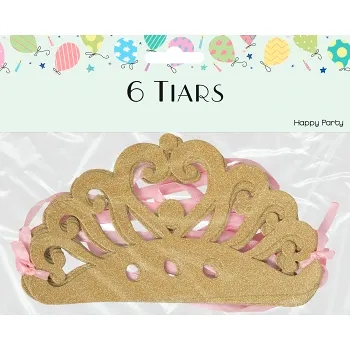 Tiara guld glitter 6-p Happy Party.