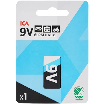 Batteri 9V/ 6LR61 1-p ICA.