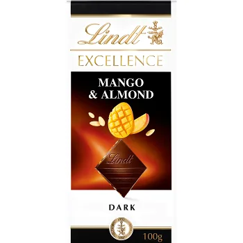 Chokladkaka Excellence Mango Almond 100g Lindt.