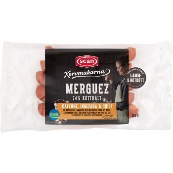 Lammkorv Merguez 74% Kötthalt 200g Scan.