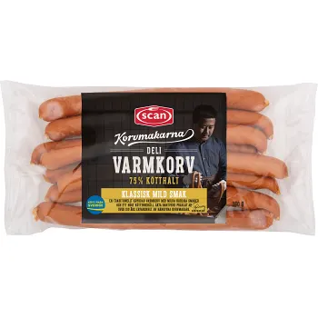 Varmkorv 75% Kötthalt 360g Korvmakarna Scan.