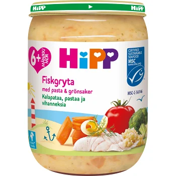 Barnmat Mumsig Fiskgryta med pasta &amp; grönsaker 6mån 190g Hipp.