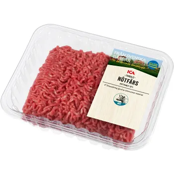 Nötfärs Färsk Finmalen 12% 500g ICA.