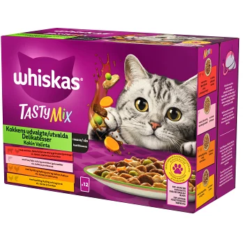 Kattmat tastymix utvalda delikatesser i sås 1+ 12-p Whiskas.
