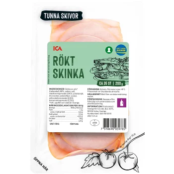 Skinka Rökt Tunna Skivor 200g ICA.