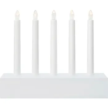 Batteriljusstake Vit 5L Lea Markslöjd.