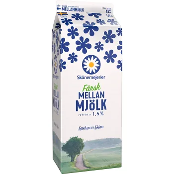Mellanmjölk 1,5% 1,5l Skånemejerier.