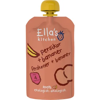 Persika &amp; bananpuré 4m Ekologisk 120g Ellas Kitchen.