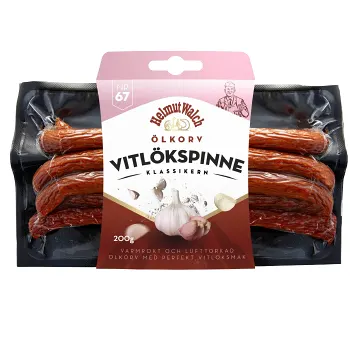 Ölkorv Vitlökspinne 200g Helmut Walch Charkuteri.
