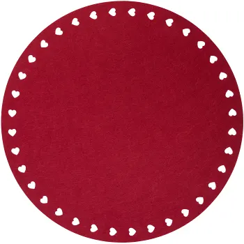 Tablett Hjärta filt Röd D:38cm ICA.