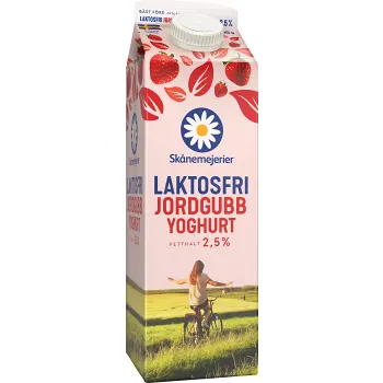 Yoghurt Jordgubb 2,5% Laktosfri 1l Skånemejerier.