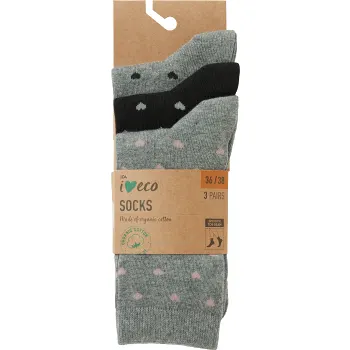 Strumpa Eko Hjärta Gråmelange stl 39-41 3-p ICA I love eco.