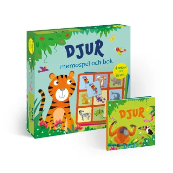 Djur: memospel och bok.