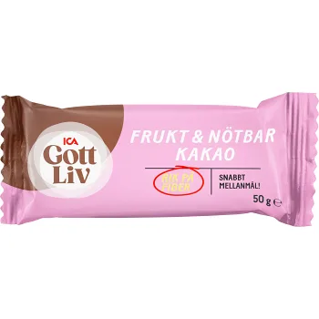 Bar Frukt &amp; Nöt Kakao 50g ICA Gott Liv.