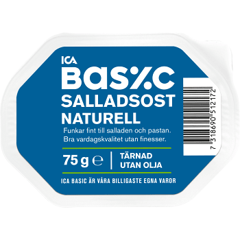 Salladsost naturell tärnad 75g ICA Basic.