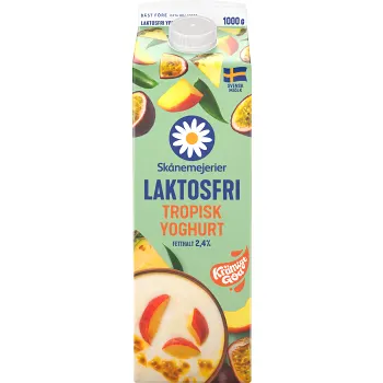 Yoghurt Tropiska frukter Laktosfri 2,4% 1000g Skånemejerier.