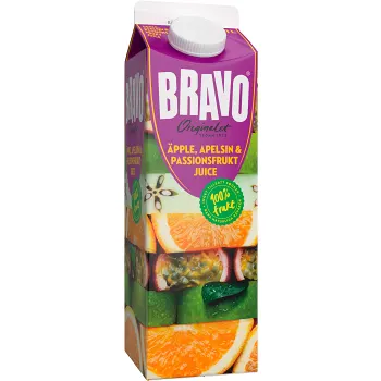 Äpple Apelsin &amp; Passionsfruktsjuice 1l Bravo.