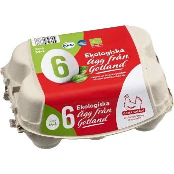 Ägg 6-p Ekologisk M/L KRAV Gotlandsägg.