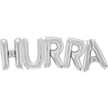Folieballong Hurra Silver Happy Party.