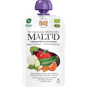 Måltid Medelhavsgrönsaker &amp; linser 120g KRAV Alex &amp; Phil.