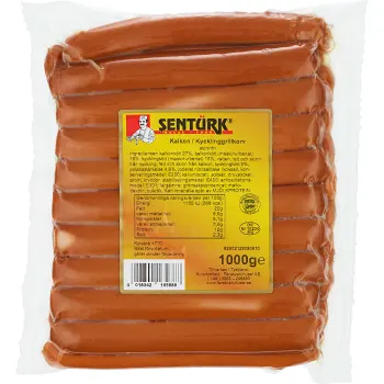 Kalkon Kycklinggrillkorv skinnfri 1kg Sentürk.