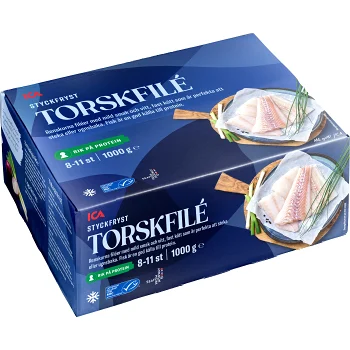 Torskfiléer Fryst 1kg ICA.