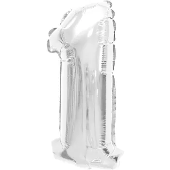 Folieballong Nr 1 Silver 35cm Happy Party.