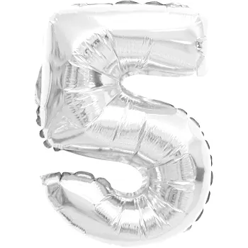 Folieballong Nr 5 Silver 35cm Happy Party.