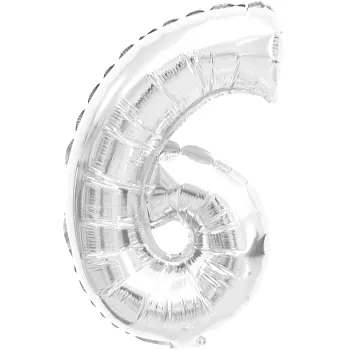 Folieballong Nr 6 Silver 35cm Happy Party.