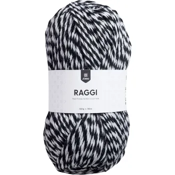 Garn Raggi Black &amp; white 100g Järbo.