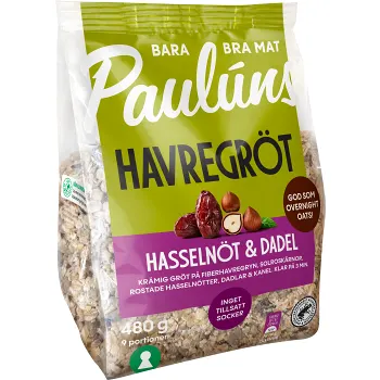 Havregröt Hasselnöt &amp; dadel 480g Pauluns.