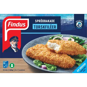 Torskfilé sprödbakad Fryst 4-p 360g Findus.
