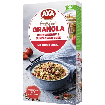 Granola Jordgubb &amp; Solrosfrön 475g AXA.