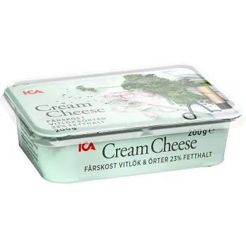 Färskost Cream cheese Vitlök &amp; Örter 23% 200g ICA.