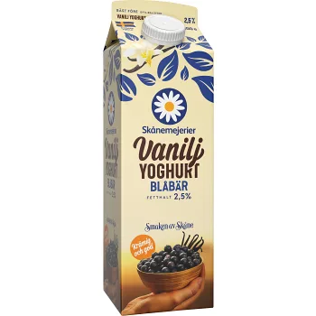 Vaniljyoghurt Blåbär 2,5% 1000g Skånemejerier.