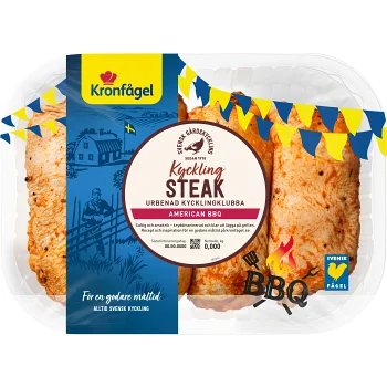 KycklingSteak urbenad kycklingklubba BBQ American ca 850g Kronfågel.