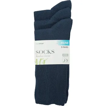Socka ribb 3p marinblå 40/43 mywear.