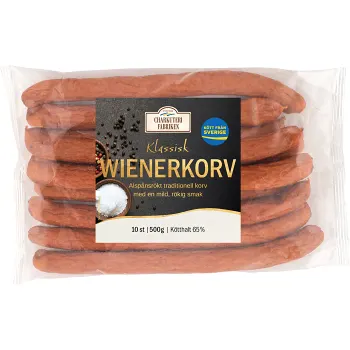 Wienerkorv Klassisk 65% Kötthalt 500g Charkuterifabriken.