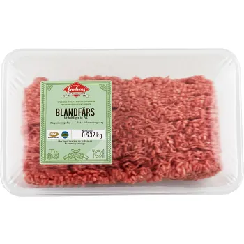 Blandfärs 50% fläskkött, 50% nötkött ca 1kg Skövde slakteri.