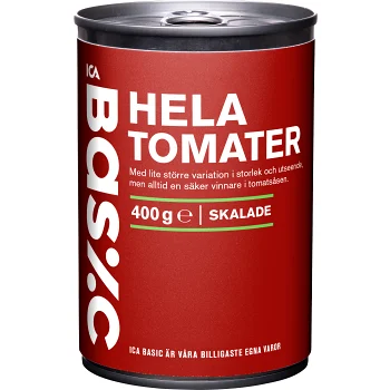 Hela skalade tomater 400g ICA Basic.