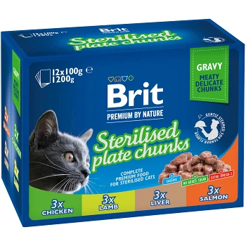 Kattmat Multipack bitar i sås Steril 1200 Gram Brit Premium.