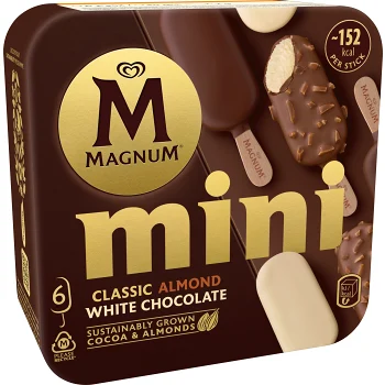 Glass Magnum classic mini almond &amp; white chocolate 6-p Magnum.