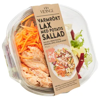 Sallad med Varmrökt Lax &amp; Potatissallad 380g Vidinge.