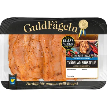 Marinerad tvådelad kycklingfilé grillkryddad ca900g Guldfågeln.
