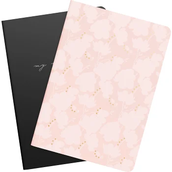Notebook Poppy/Svart A5 2 pack.