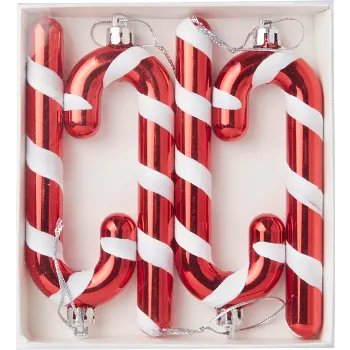 Julhänge polkagris röd/vit randig 4p Zeline.