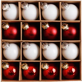 Minikulor av glas 16p röd/vita 3cm Festive.