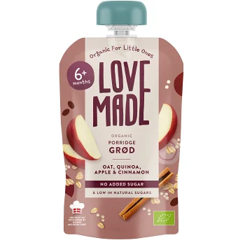 Barnmat Gröt Havre Äpple Kanel 6m 100g Lovemade.