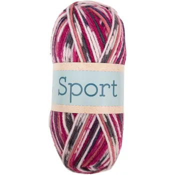 Garn Sport Cerise Grå Ecru 100g Falkgarn.